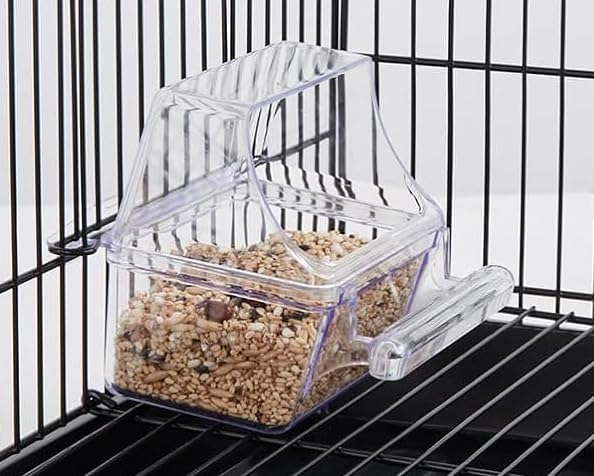 Mcage Lot of 4 Clear Transparent Bird Cage Birds Feeding & Watering Feeder Cups