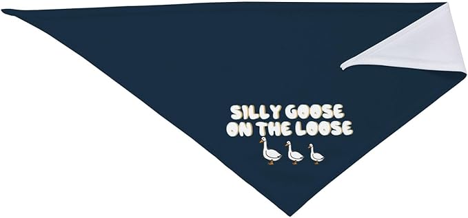 Silly Goose on The Loose Triangle Dog Bandana,Summer Bandana Funny Triangle Dogs Scarf Handkerchief Soft Adjustable Puppy Bandanas (Ink Blue)