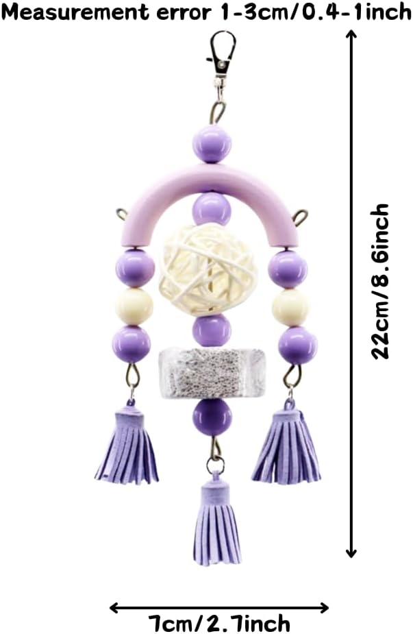 3PCS Bird Toys Bird Foraging Toys Chewing Hanging Birdcage Swing Cage Accessories Parrot Climbing Ladder for Conure Parakeet Cockatiel Budgies Lovebird Parrotlet (Purple)