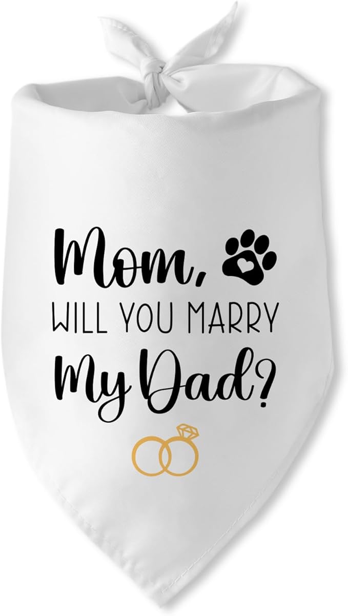 Engagement Gifts Mom,Will You Merry My Dad? Dog Bandana Pet Scarf Wedding Photo Prop Pet Accessories for Dog Lovers Owner Gift Engagement Party Bridal Shower Decorations