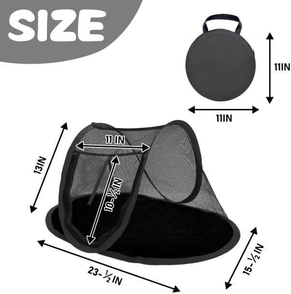 Rest-Eazzzy Small Animal Tent, Portable Cat Tent, Cat Enclosures for Outside and Indoor with Carry Bag, Pet Playpen for Hamster, Guinea Pig, Rabbits (XS-Black
