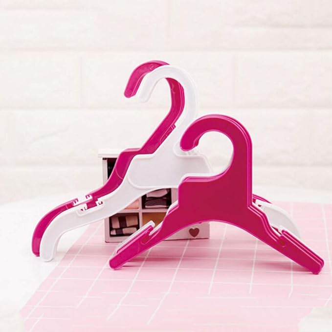 Pet Clothing Hanger, 10PCS Plastic Anti-Skid Dog Puppy Cat Clothes Clothing Rack for Small Animals (Pink, L)