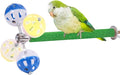 Perch Toy with Rotating Balls Suit for Small and Medium Birds, Budgies, Budgerigars, Parakeets, Parrots, Cockatiels, Parrotlets, Lovebirds, Ringnecks, Conures (Natural Quartz Sands, Green)