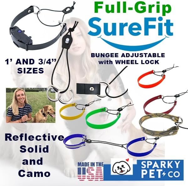 Sparky Pet Co - Surefit ECollar Strap - Bungee Dog Collar - Waterproof - Adjustable - Secure Nexus Wheel Lock - for Electronic Training & Invisible Fence Systems - 3/4" (Yellow Camo)