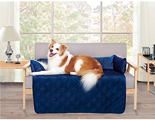 Brilliant Sunshine Premium Calming Dog Bed Mat, Silky Velvet, Removable Washable Cover, Cushion Protector and Couch Covers for Dogs, Pets, Cats, Large, Dark Blue
