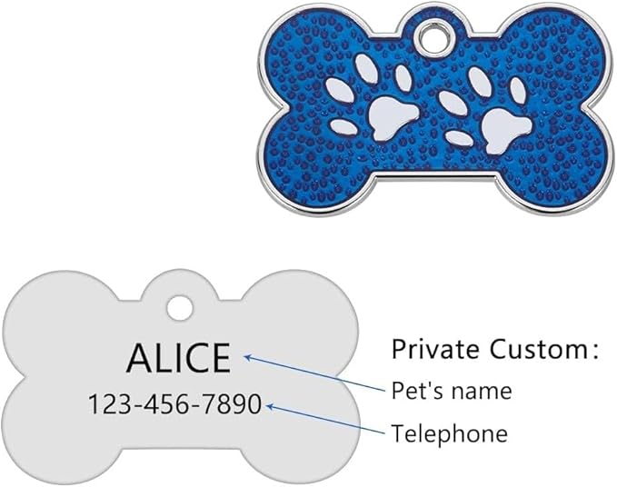 Personalized Dog Cute Paw Pet ID Tag for Pet Collar or Key Chain - Dog Name tag, cat Tags Personalized, cat id tag, Kitten Name tag, Kitten id tag (Bone-Shaped-Small: Rose Red)