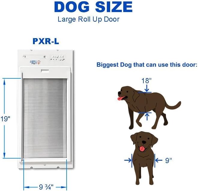 Power Pet Automatic ROLL UP Door by High Tech Pet Brand, Motorized Panel Rolls Up, Pet Collar Operated, Manual & WiFi App Control, Security Lockout Panel, 24/7 Exit & Entry Timers (Large, Door Mount)