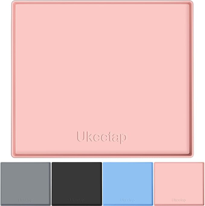 22" x 19" Extra Thick Waterproof Silicone Mat with Raised Edge, Under Sink Mat for Kitchen & Bathroom, Kitchen Cabinet Liner, Multi-Purpose for Storage & Protection, Pink