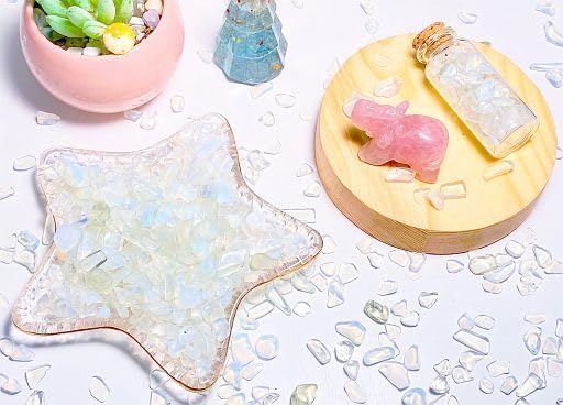 YATOJUZI Opal Aquarium Gravel Rocks Bulk Wholesale Tumbled Crystals Stones Chips Crushed Reiki Energy Balancing Gemstones for Planters Vase Filler Fountain Fish Tank Potted Decor 0.44LB