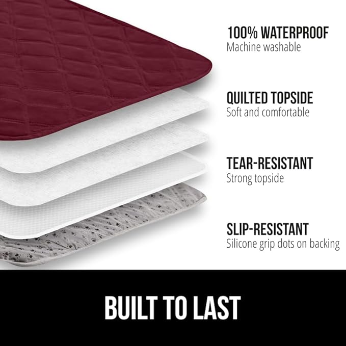 GORILLA GRIP Waterproof Bed Cover for Dogs, 82x52, Gripped Slip Resistant Backing, Leak Proof Washable Dog Blanket Covers Sofa, Couch, Sectional, Crate, Car, RV Seats, Pet Puppy Essentials, Burgandy