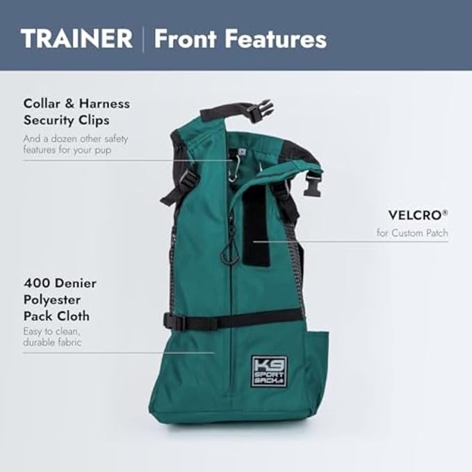 K9 Sport Sack Trainer - Small, Harbor Blue - Ideal for Dogs with 13-16” Back Length - Backpack-Style Training Carrier - Meant for Quick, Non-Strenuous Activities