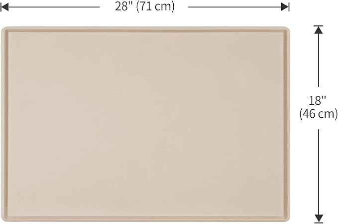 Dog Food Mat,Silicone Waterproof Food Tray,Non Slip Pet Bowl Mats Placemat,0.8" Raised Edge,Suitable for Most Small and Medium Sized Pets,28" x 18"