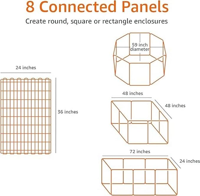Amazon Basics Foldable Metal Indoor/Outdoor Dog Playpen, Octagonal Exercise Pen, Single Door, 8 Panels, 48 Inch Tall, X-Large, 60 x 60 x 48 Inches, Easy to Assemble, Black