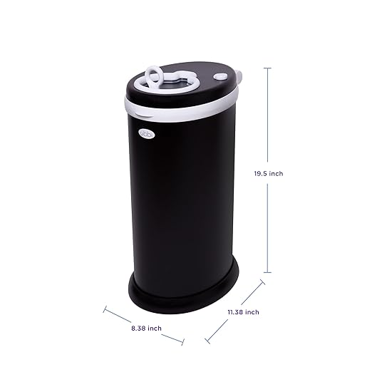 Ubbi Steel Diaper Pail, Odor Locking, No Special Bag Required, Award-Winning, Registry Must-Have, Matte Black