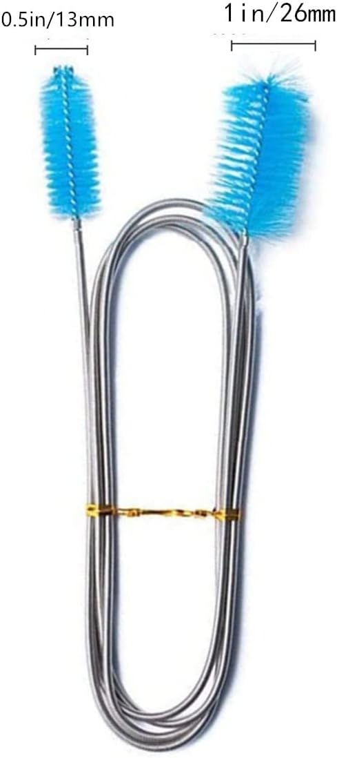 Aquarium Filter Brush Flexible Double Ended Bristles Hose Pipe Cleaner Stainless Steel Long Tube Cleaning Brush for Fish Tank or Home Kitchen (Sky Blue)