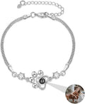 Custom Photo Projection Bracelet Dog Paw Bracelets Personalized Photo Bracelet with Picture inside Pet Dog Cat Paw Charm Picture Bracelets for Christmas Anniversary