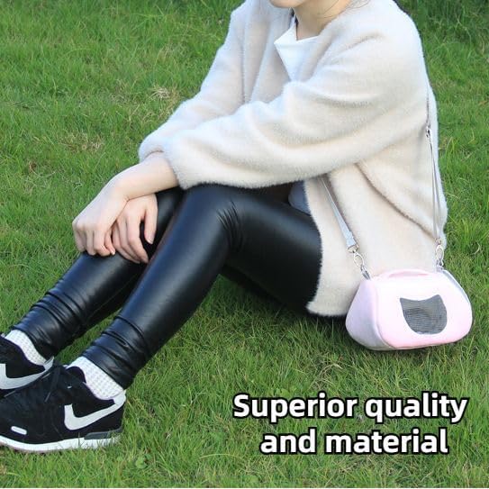 Small Pet Carrier Bag with Adjustable Shoulder Strap Hamster Travel Cage Breathable Carrier Portable Travel Carrier for Birds Sugar Glider Golden Hamsters (Pink B)