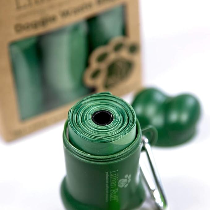 Lillian Ruff Doggie Bags for Poop - 12 Rolls of 13 x 9 Inch Extra Thick Leak Proof Unscented Dog Poop Bags - 15 Waste Bags Per Roll Total of 180 Easy to Open Doggy Bags