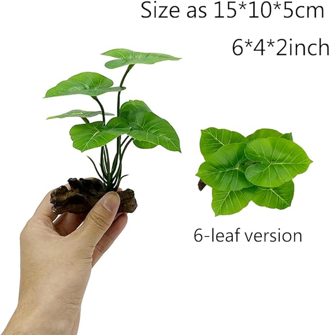 Smoothedo-Pets Fish Tank Decor Aquarium Decorations Ornaments Betta Leaf pad Hammock 6inch Plastic Artificial Plant Goldfish Fish Hides Small Tank/Reptiles Plants Driftwood (Green-Type-A-Set)