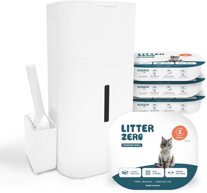 Litter Zero Base Set (Includes 1 Refill, Scoop) + 3 Additional Refill Pack