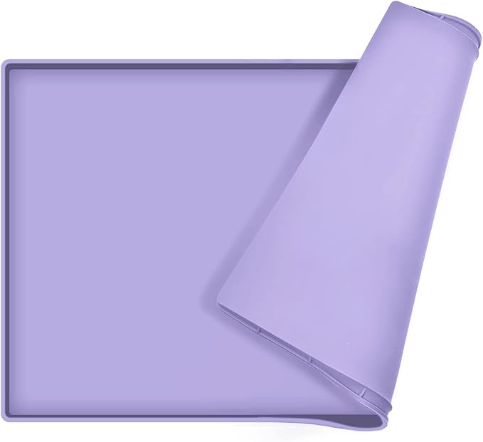 Dog Food Mat,Silicone Waterproof Food Tray,Non Slip Pet Bowl Mats Placemat,1" Raised Edge,Suitable for Most Small and Medium Sized Pets,32" x 24"