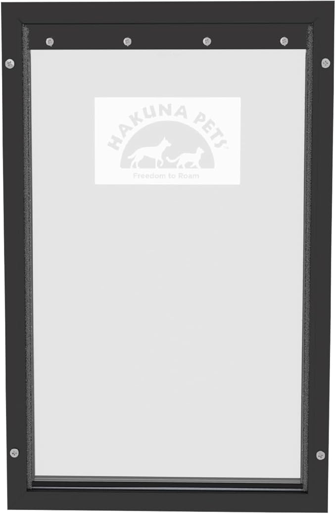 Hakuna Pets Deluxe Aluminum Pet, Cat and Dog Door with 2-Way Locking Panel for Screens, Doors and Walls up to 2.8" Thick, X-Large, Black