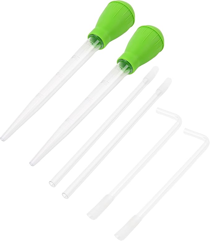 2 Set Manual Fish Tank Cleaning Tools with Extension Pipe and L Shaped Extension Pipe,30ml Aquarium Water Changer,28.9 Inches Siphon Dropper for Fish Bowl Waste Remover,Coral Feeder(Green)