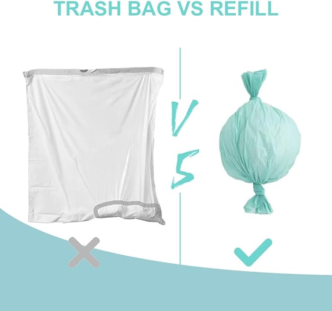 Cat Litter Pail Liner Refills Bags Compatible with Litter Champ Litter Pail, Green, Lightly Scented, Pack of 12