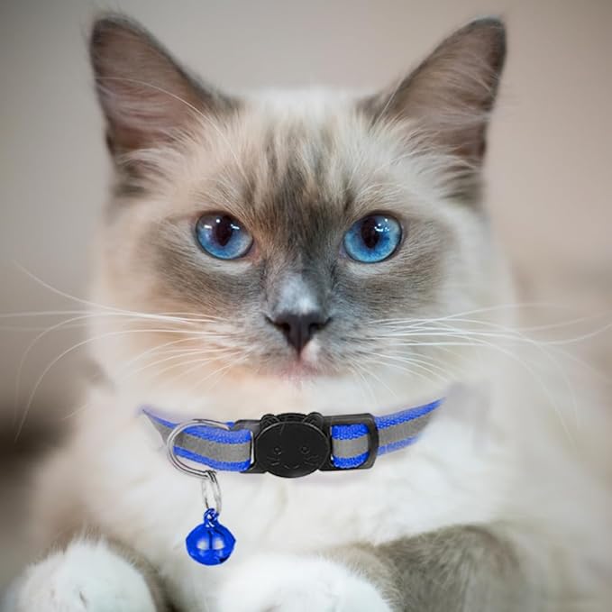 2 Pack Cat Collars Quick Release Reflective Kitten Collar with Bell & Safety Release (Dark Blue)