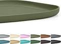Small Silicone Pet Food Mat with Raised Edge for Food and Water Bowl, Square Dog Feeding Mats, Cat Food Trays for Floor Waterproof, Rubber Tray for Dogs and Cats, 12 x 12 x 0.7 Light Olive Green