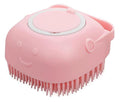 Pet Bath Massage Brush Puppy Dog Cat Grooming Cleaning Soft (Pink)