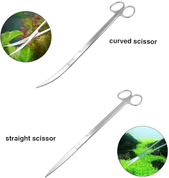 Aquascaping Tools 5 in 1 Kit Aquarium Scissors Plant Tools Curved & Straight Scissor Tweezers Spatula Stainless Steel Anti Rust Aquascape Tools for Fish Tank