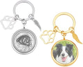 NBEADS 2 Pcs 2 Colors Pet Personalized Picture Keychain, 2.36inch Pet Memorial Photo Pet Portrait Locket Keychain with Alloy Rings for Dog Cat Sympathy Gift
