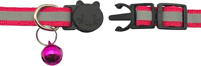 14 Pack Breakaway Cat Collar with Bell, Reflective Kitten Collar for Girl Boy Cats, Safety Buckle Adjustable 7.5-12.5 Inch, 0.4 Inch Width Lightweight, Pet Gifts (Rose)