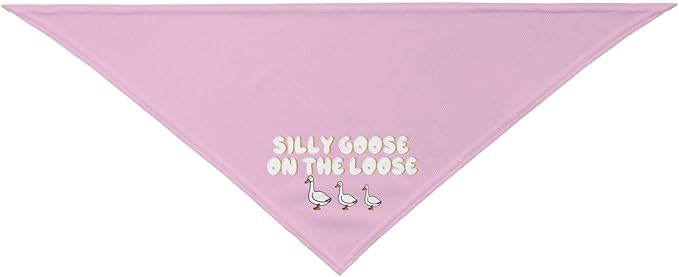 Silly Goose on The Loose Triangle Dog Bandana,Summer Bandana Funny Triangle Dogs Scarf Handkerchief Soft Adjustable Puppy Bandanas (Pink)