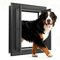 【PATAPLUS】 Aluminum French Large Dog Door,Strong Double Magnetic Flaps,with Aluminum Telescoping Tunnel Heavy-Duty Do g Door for X-Large and L arge Dog Up to 200LBS (Black, X-Large)