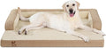KSIIA Washable Dog Bed XXXL Senior Dog, Orthopedic Warm Soft Pet Sofa Waterproof Pet Couch with Sides, Non-Slip and Egg-Crate Foam Jumbo Beds with Removable Cover, 53x36Inch, Brown