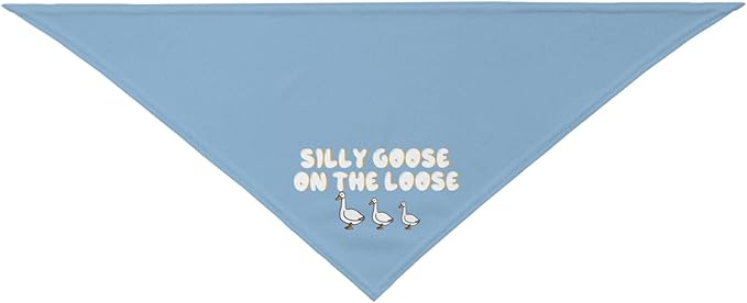 Silly Goose on The Loose Triangle Dog Bandana,Summer Bandana Funny Triangle Dogs Scarf Handkerchief Soft Adjustable Puppy Bandanas (Blue)