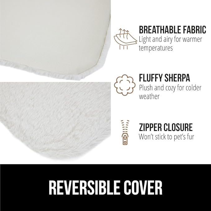 GORILLA GRIP Cat Window Perch, Foldable Cat Window Hammock Bed with 6 Large Suction Cups, Cordless Indoor Wall Shelves, Strong Metal Frame Holds 40lbs, Reversible Washable Sherpa Cover, Large Beige