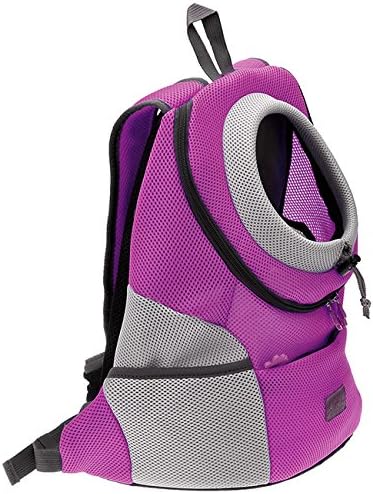 Mogoko Cat Dog Backpack Carrier, Puppy Pet Front Pack with Breathable Head Out Design and Double Mesh Padded Shoulder for Outdoor Travel Hiking (M, Pink)