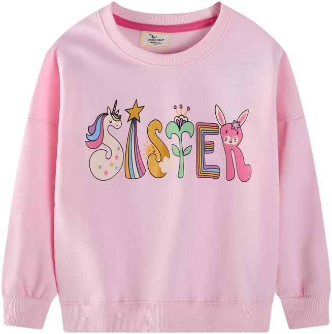 Toddler Baby Girls Cotton Sweater, Long Sleeve Crewneck Sweatshirt Pullover Kids Warm Clothing for Fall Winter