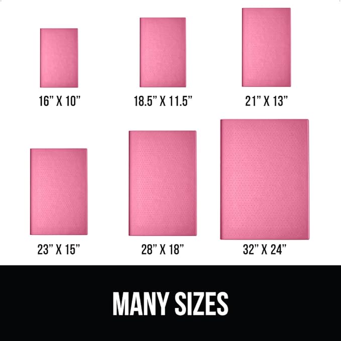 GORILLA GRIP 100% Waterproof Raised Edge BPA Free Silicone Pet Feeding Mat, Dog Cat Food Mats Contain Spills Protects Floors, Placemats for Cats and Dogs Water Bowl, Pets Accessories 16x10, Pink