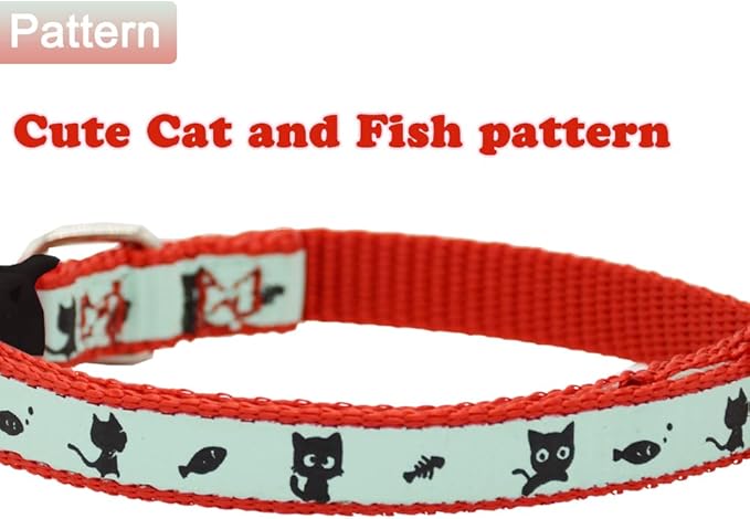2 Pack Glow in The Dark Cat Collar with Bell Breakaway Safety Cat Puppy Collars with Pendant Red and Purple
