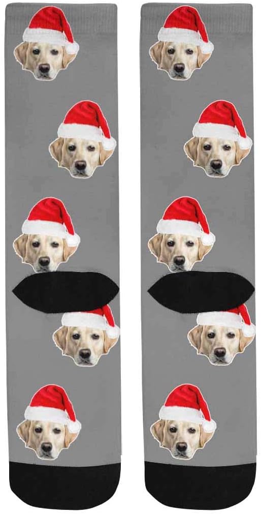 Custom Face Socks, Personalized Dog Lover Pet Photo Picture on Socks Unisex Athletic Crew Socks for Men Women