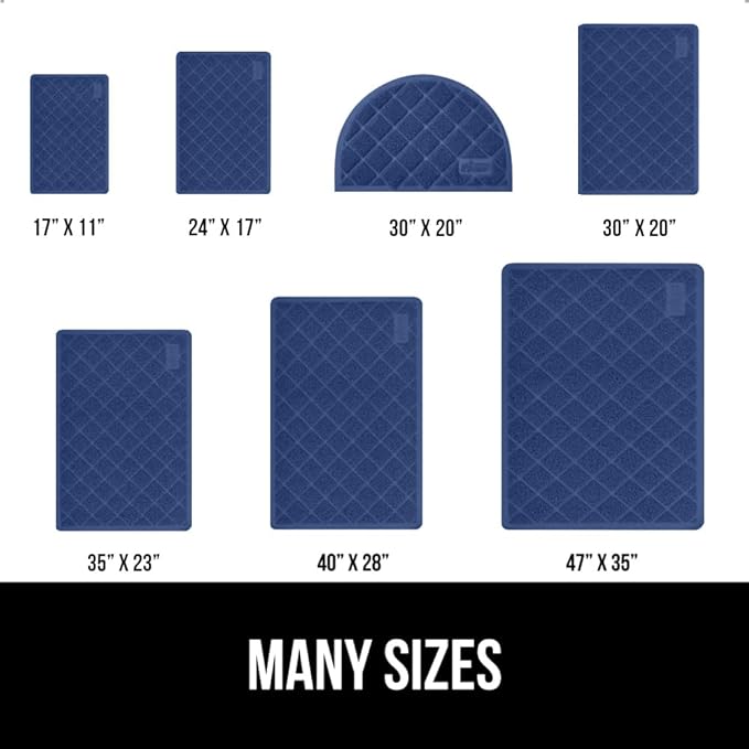 GORILLA GRIP Cat Litter Box Mat, 47x35, Water Resistant, US Designed Kitty Litter Trapping Mats, Easy to Clean, Scatter Control, Less Mess and Clean Floors, Kitten Supplies for Indoor Cats, Navy Blue