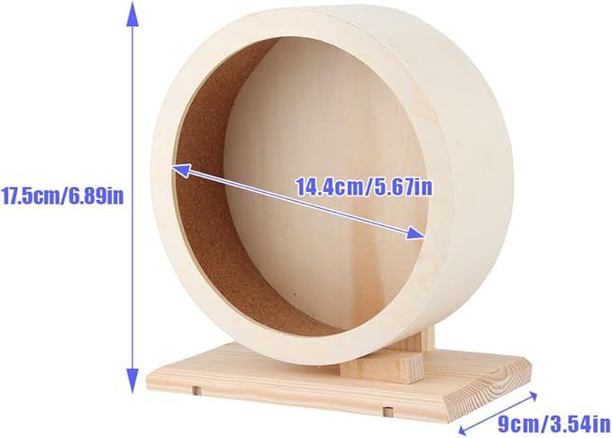 Wooden Hamster Exercise Wheel, Silent Silent Running Wheel Wooden Small Pets Quiet Spinner Play Toy Cage Accessories for Dwarf Syrian Hamster Rat Gerbil Mice Guinea Pigs(S)