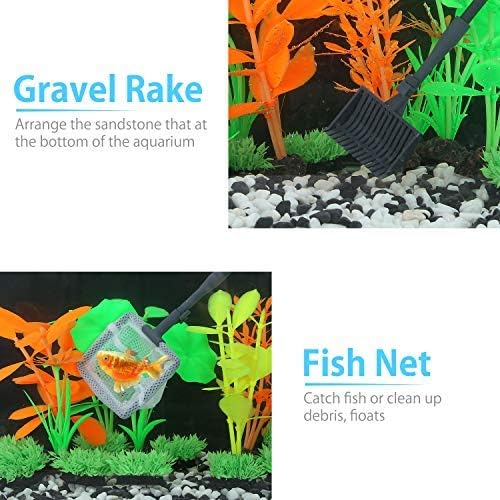 Carefree Fish 6IN1+1 (2026 New Upgrade Edition) Aquarium Cleaning Tools Long Handle Adjustable Length 20~36Inches Fish Tank Cleaner Kit Algae Scraper Scrubber Brushes Set