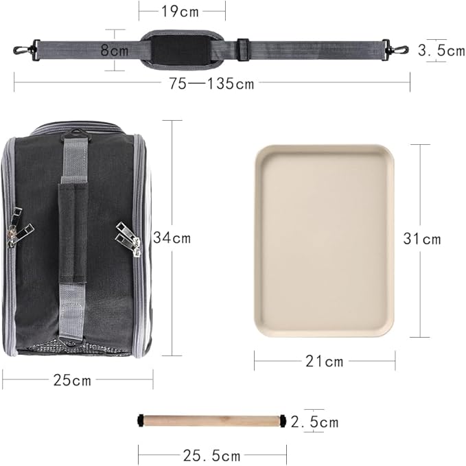 Bird Travel Carrier Portable Parrot Carry Transport Bag with Stand Perch and Tray Breathable Travel Cage for Cockatiel Parakeet Small Bird