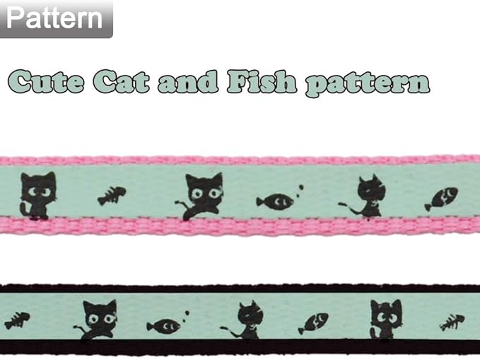2 Pack Glow in The Dark Cat Collar with Bell Breakaway Safety Cat Puppy Collars with Pendant Black and Pink