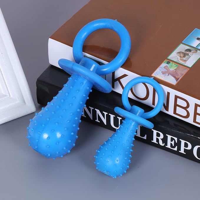 Dog Chew Toy, Blue Bell-Shaped Rubber Pacifier, Bite Resistant Training Toy for Puppies and Cats